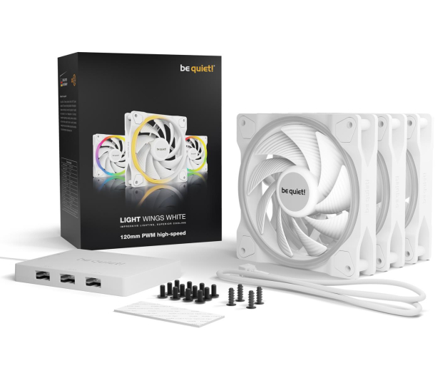 BE QUIET! Light Wings White 120 PWM High-speed Triple-Pack 3x120mm BL101 - 1138226 - zdjęcie 4